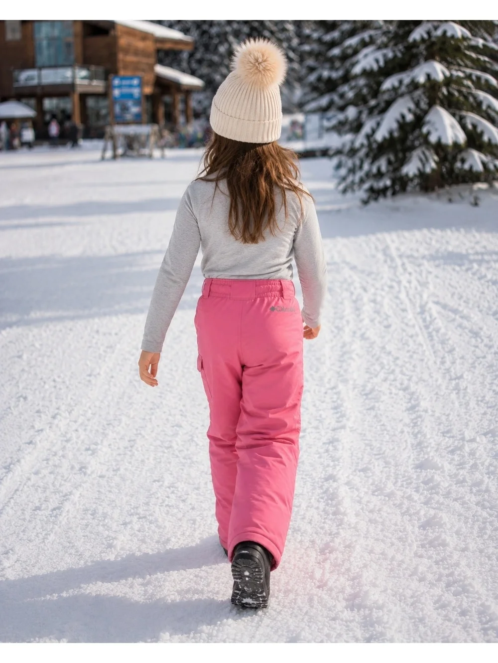 Columbia girl's pink insulated snow pants